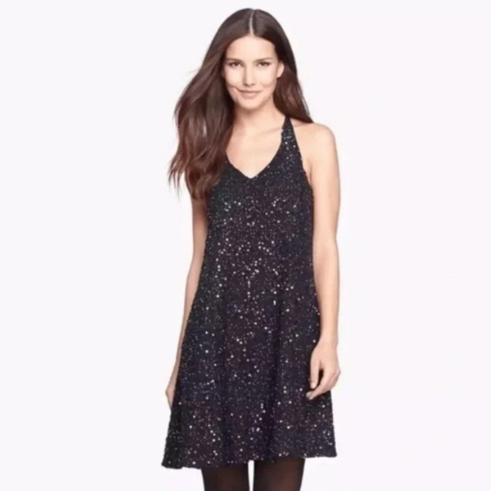 Eileen Fisher Black Sequin Halter Dress, S/M